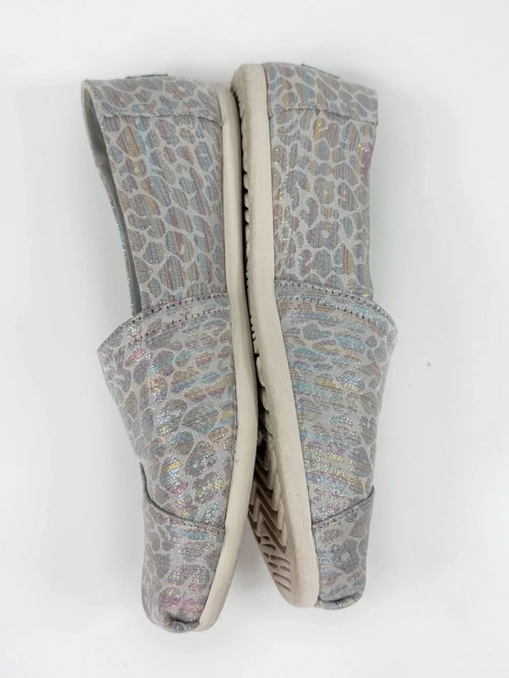 Toms Alpargata‎ Slip On Flats Metallic Rainbow Animal Cheetah Grey Size 7.5